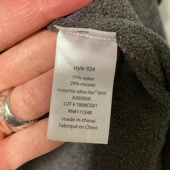 Barefoot Dreams Cozychic  ultralite grey open cardigan - Picture 3 of 4